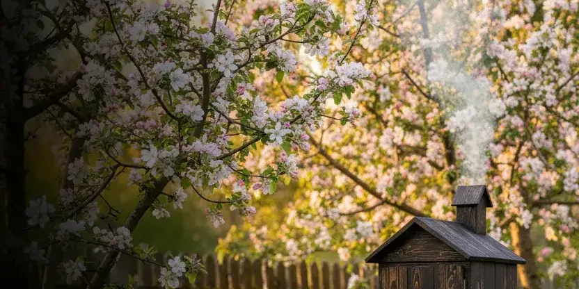 Wędzarnia ogrodowa HERBORG w wiosennym ogrodzie